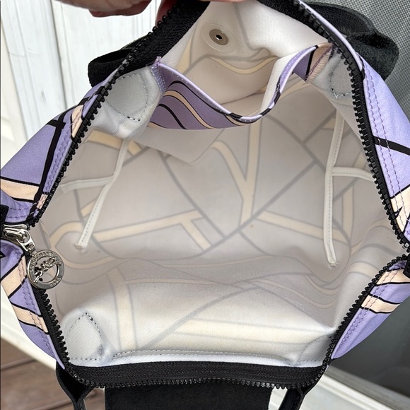 LONGCHAMP PARIS FRANCE LADIES Geometric Purple Black TOTE Handbag-RARE! - Picture 15 of 16